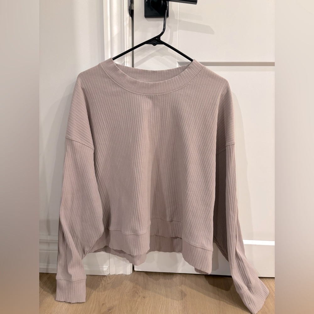 Women's H&M Ribbed Long Sleeve Top - Cream Size XL